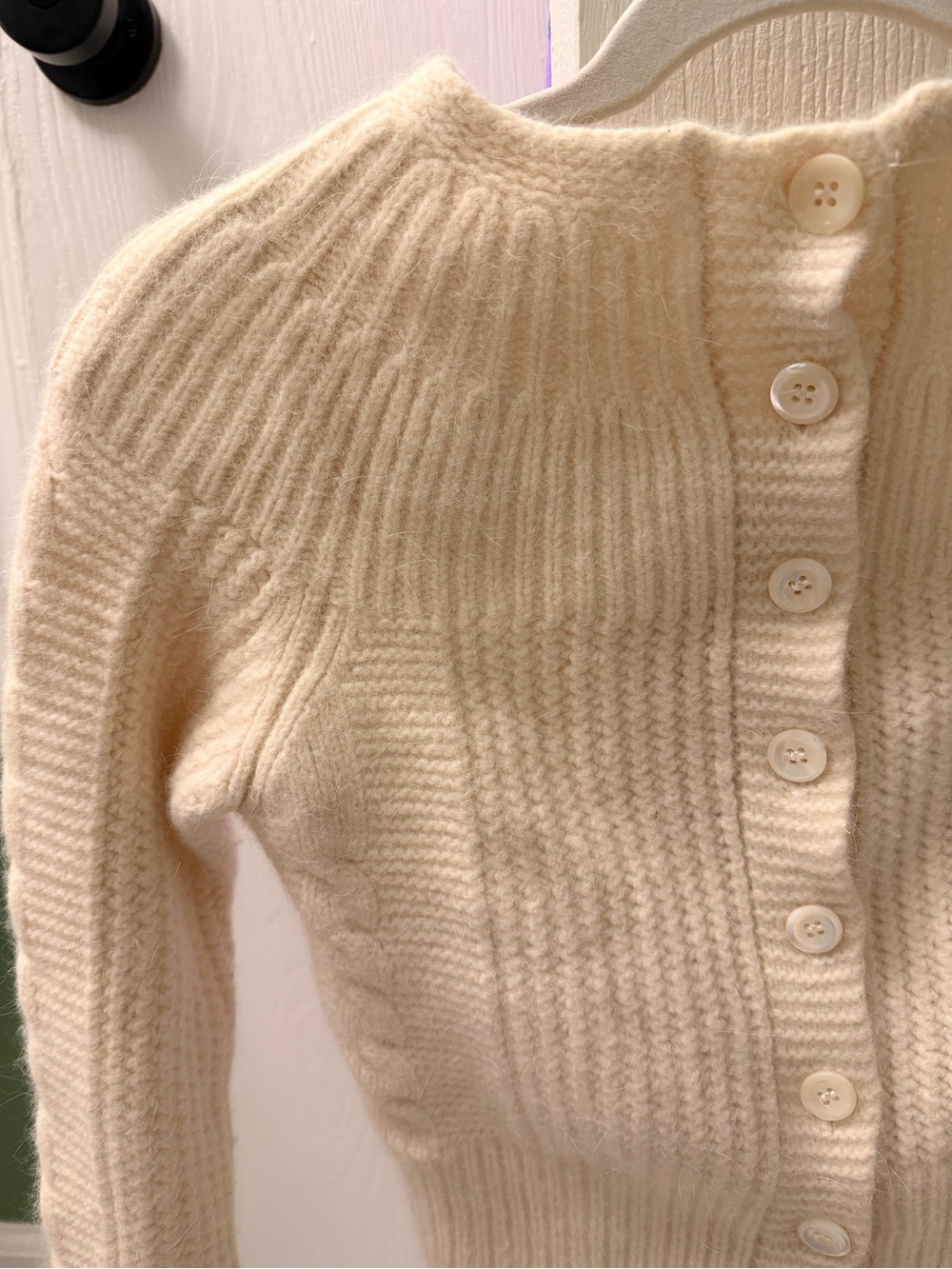 Halogen Cream Ribbed Button-Up Cardigan - Picture 2 of 7